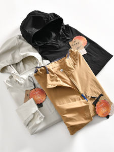 New Arrival Mens Outdoor Spring Summer Half Zip Hooded Jacket Breathable Waterproof Nylon Polyester Blend Long Sleeve Youth Fashion