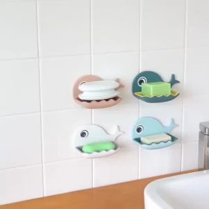 Khay dán tường hình cá voi dễ thươngkệ nhà tắm để xà phòng đa năng