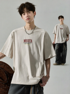 SZON | American Street Style Ins Color-block Letters Cotton T-shirts Short Sleeve
