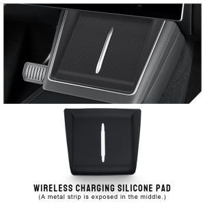 Easy Clean Wireless Charging Non-Slip Mat For Tesla Model Y L YL 2026 Long Wheelbase LWB Silicone Center Console Cushion 1PC