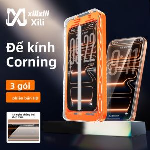 xilixili | iPhone 17 Pro Max bảo vệ màn hình cường lực chống trượt mỏng viền đen tự dính chống rơi chống nổ độ nét cao bảo mật