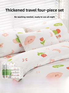 Disposable Bed Sheet Cover Hotel Thickened Four-Piece Set Double Size Portable Travel Dirt-Resistant Sterile Washing Not Required