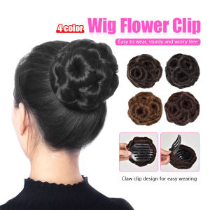 แฮร์พีชดังโงะ แฮร์พีซมวยผม แฮร์พีชมัดเกล้า วิกผมจุก วิกผมม้วน ซาลาเปาสังเคราะห์ ซาลาเปาหยัก พร้อมที่คาดผม แบบยืดหยุ่น ผมหางม้าสั้น สีดํา สําหรับสุภาพสตรี