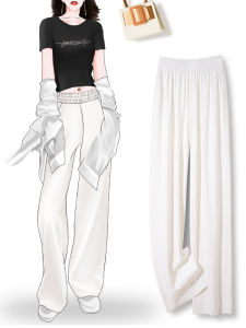 TUOYUN | White Ice Silk Womens Summer Thin High Waist Wide Leg Pants Breathable Cool Feeling Loose Fit Trousers Versatile Straight Cut
