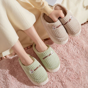 รองเท้าแตะบ้านฤดูหนาวแบบผ้าฝ้าย รองเท้าแตะผู้ชาย รองเท้าแตะผู้หญิง รองเท้าแตะบ้านแบบสวมสบาย รองเท้าแตะแบบสวมสบายสำหรับทุกเพศ