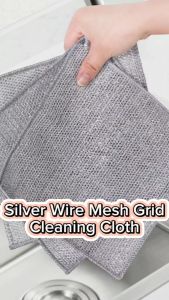 Locaupin Multipurpose 3PCS Double Layer Silver Dishwashing Cloth Household Cleaning Kitchen Rags Anti-Grease Wiping Rag