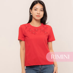RIMINI - Atasan Wanita Berlengan Pendek Casual  Coquette Beads  Size XS-3XL - Mirabella Top CC33444