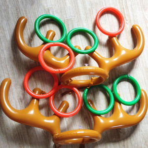 1Set Inflatable Reindeer Antler Toss Game Fun Hat Winter Chlidren Boys Girls Christmas Celebration Decoration Party DIY Supplies