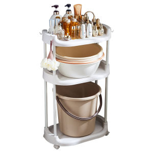 ตู้ครัวเรือนแบบพลาสติกหลายชั้นสำหรับห้องน้ำ ตู้เครื่องซักผ้า กล่องใส่ของในห้องน้ำ จัดระเบียบได้หลากหลาย ดีไซน์แบบติดผนัง สไตล์สวีเดน