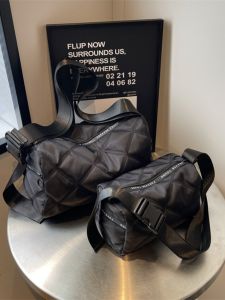 Casual Nylon Cloth Womens Shoulder Bag Tote Bag with Embroidery Stitching Medium Size Daily Matching Universal Style