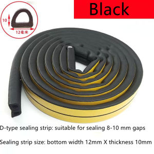 6m/12m/24m DIEP +Big D Shape Window Seal Strip Self-adhesive Rubber Weather Stripping Door Windproof Insulation Noise Tape