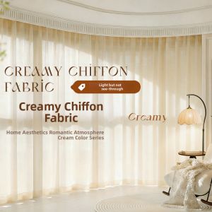 SHELIANKE | Luxury Thick Creamy Style Sheer Curtain Light Transmission but Privacy Protective