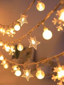 Đèn LED đèn trang trí ngôi sao Giáng sinh với không khí Lễ hội mùa xuân Đèn nhấp nháy cho phòng và ký túc xá Đèn dây nhỏ năng lượng mặt trời nhấp nháy đèn dây đầy sao