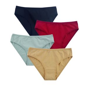 ชุดกางเกงในผ้าฝ้าย 4 ชิ้น/เซ็ต สำหรับผู้หญิง แบบสบาย ทรงเอวต่ำ ระบายอากาศได้ดี สีพื้น ชุดชั้นในเซ็กซี่ กางเกงในผู้หญิง ไซส์ M-XL