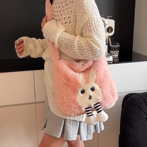 MOUSSON  กระเป๋าโท้ทตุ๊กตากระต่ายกระเป๋าสะพายไหล่ความจุขนาดใหญ่กระเป๋าสะพายข้างแมทช์ลุคง่าย