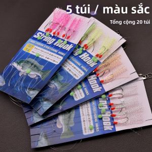 Bộ Dụng Cụ Câu Cá Nước Ngọt & Nước Mặn Mr.Lurion 20 Túi Mỗi Túi 6 Lưỡi Câu Có Ngạnh Làm Bằng Thép Carbon Kèm Váy Phản Quang Dùng Cho Cá Vược Cá Tuyết.