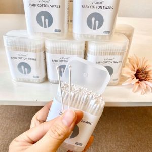 Tăm bông VCOOL dành cho bé nhỏ Tăm bông kháng khuẩn dành cho bé sơ sinh thân giấy siêu an toàn