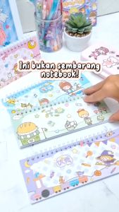 Buku Album Spiral Sticker Book Notebook Sticker + Pinset Penjepit + Perata Spatula Scraper Momo Schedule Book 25 X 10 CM