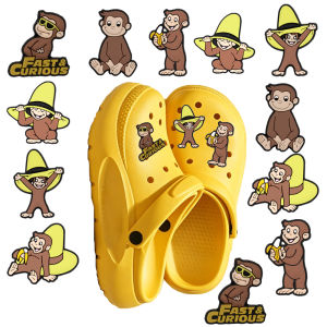 Hot Toys | 3-12pcs Hot Toys Cartoon Curious George Monkey Series PVC Shoe Accessories DIY Detachable Waterproof Creativity Shoe Decorations