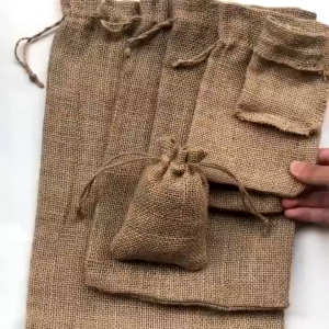 1pcs Beige Linen Jute Drawstring Bags Dust-Proof Storage Pouches Gift Bags for Organizing Gifting
