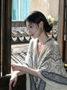 KAFEIXIANG | Vintage Ethnic Style Lightweight Breathable Sun Protection Shawl