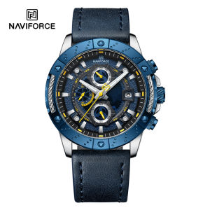 Đồng Hồ Đeo Tay Nam NAVIFORCE Dây Da Cao Cấp Chức Năng Chronograph Kim Dạ Quang Chống Nước Máy Quartz Phong Cách Kinh Doanh Thể Thao