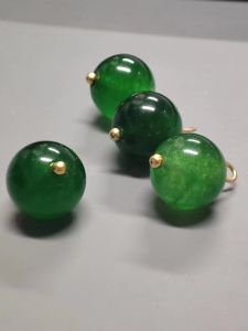 Nút Ngọc Bích Hình Cầu Thủ Công Thủ Công Bằng Ngọc Bích Xanh Lá Cây Ngọc Bích Vàng Treo Hạt Trang Trí Quần Áo Hanfu Qipao Tang