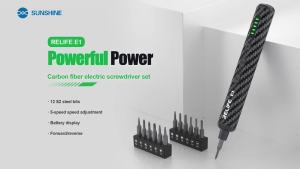 RELIFE E1 Carbon Fiber Electric Torque Screwdriver Set 12 Bits 4LED Shadowless Lights for Mobile Phone Screw Disassembly Repair