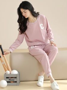 Pure Cotton Sleepwear Womens Long Sleeve Casual Leisure Home Clothes Set Drawstring Pants Autumn Style Comfortable Nightgown