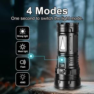 7 led torch light 2000M Powerful Flashlight Waterproof touchlight Type-c Rechargeable Flashlight Long Range flash light Camping outdoor lamp Fishing Lantern Emergency light cob working light portabl light mini flashlights heavy duty japan