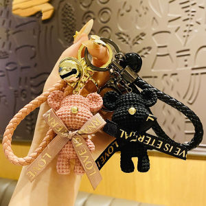 Móc khóa Bearbrick Gấu Sợi Kèm Nơ Nhiều Màu Móc Khoá Phụ Kiện