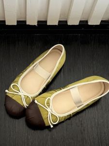 CAIZINI | Niche Round-toe One-strap Patchwork Fashionable Womens Flats Outdoor Wear