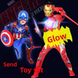 Marvel Captain Costume Iron Man Battle Robe Halloween Childrens Clothing Boys Role Play Polyester Fiber 100% Child Outfit