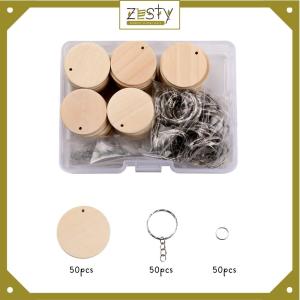 Wooden Blank Keychain DIY Set Unfinished Wood Pendant Key Rings Key Chains Hobbies and Collections