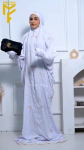 Mukena Blouse Terusan Dewasa Putih Bordir Premium Mukena SatuKapat Mukena Tangan