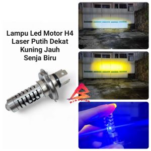 Lampu Depan Motor Led Laser H4 Super Terang Jauh Kuning Dekat Putih