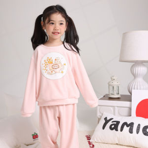 YAMIO Skin-friendly Sweet Two-piece Set Childrens Home Clothes Loose Fit Girls Clothing Comfortable Long-sleeve Round-neck
