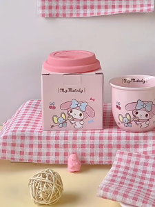Sanrio Cute Mini Handy Water Cup Coffee Cup with Lid Household Ceramic Mug Send Girlfriend Birthday Gift