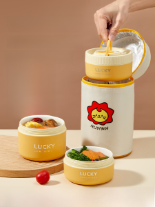 Hộp Đựng Cơm Bằng Gốm Sứ Cách Nhiệt Di Động Hộp Đựng Cơm Trưa Có Thể Hấp Thụ Lò Vi Sóng Bộ Đồ Ăn Sáng Ấm Áp Cho Nhân Viên Văn Phòng