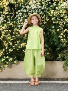 Marc&Janie | Breathable Linen Lace Collar Sleeveless Set for Girls