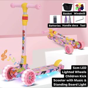 SG SELLER~ Ready Stock 1-8 Years Old 5cm LED Lighted Wheels Children/Kids Kick/Skate Scooter with Music & Standing Board Light