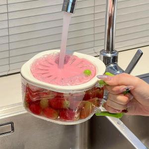 Kitchen Sink Faucet Vegetable Washing Basin Fruit Draining Basket Food Grade New 2025 Luxury Cream Style PP Material