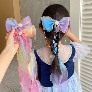 Bowknot Hair Tie for Kids Girl Childrens Braided Hair Ropes Ribbon Headdresses Summer Girls Princess Bow Hair Clips