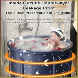 Soaking Tub Dual Spout Convenience Folding Bath Tub Waterproof Compact Keep Warm Easy to Clean