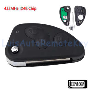 2 / 3 Buttons Flip Remote Car Key Fob 433MHz ID48 Chip Replacement for Alfa Romeo 147 156 166 GT