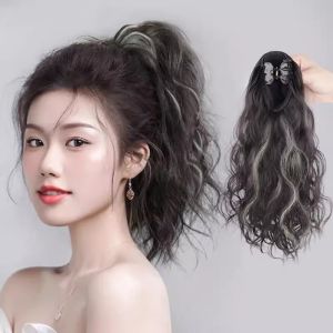 Nữ Tóc Giả Đuôi Phong Cách Hàn Quốc Kẹp Càng Cua Liền Mạch Tự Nhiên仿真短发高马尾麻花子 Phụ Kiện Tóc Chải Lông Cá Nhân