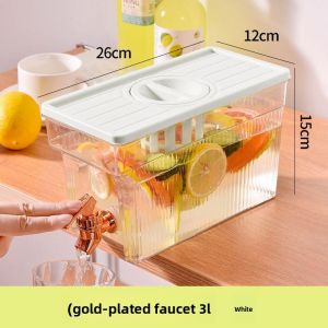 MONLEYTA | Large Capacity Glass Cold Water Pot With Tap For Home Use Refrigerator Cold Brew Tea Bucket Fruit Tea Cold Soak Water Bottle