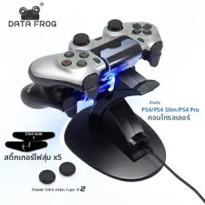 แท่นชาร์จ USB คู่ไฟ LED แสดงข้อมูลแท่นชาร์จคอนโทรลเลอร์แท่นวางสำหรับเกมแพดเกมแพด PS4แบบบาง/PS4โปร