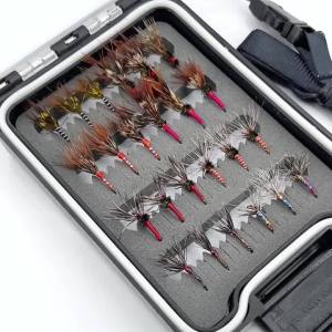 Bimoo 24PCS/Box #12 #14 Mix Tenkara Flies With Waterproof Box Barbed Hook Tenkara Fishing Fly Trout Grayliing Fishing Lures Bait