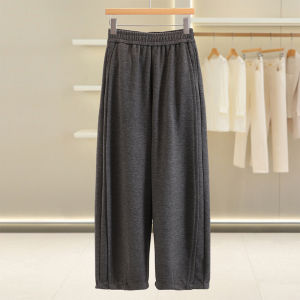 Loose Straight Leg Pants Elastic Waist Casual Pure Color Versatile Womens Autumn Long Trousers Comfortable Casual Fashion